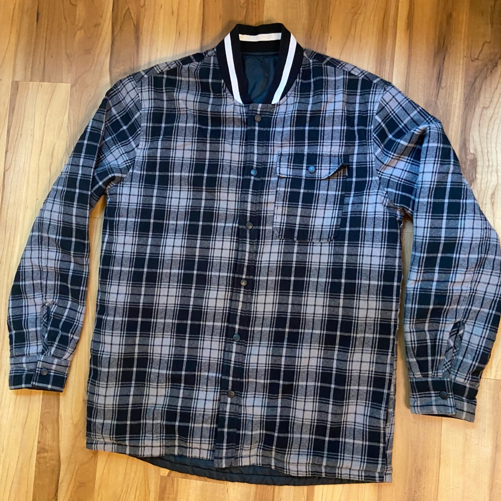 Converse Unisex Reversible Black and Gray Plaid Shirt Jacket